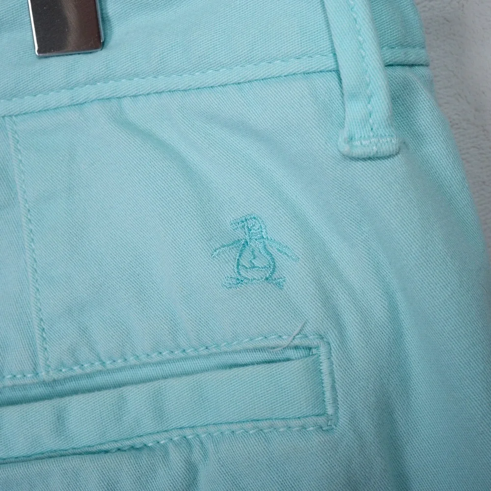 Original Penguin Mens Chino Shorts Seafoam Blue Size 34 Cotton Stretch 7 Inseam